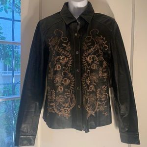 Faux leather brown jacket.